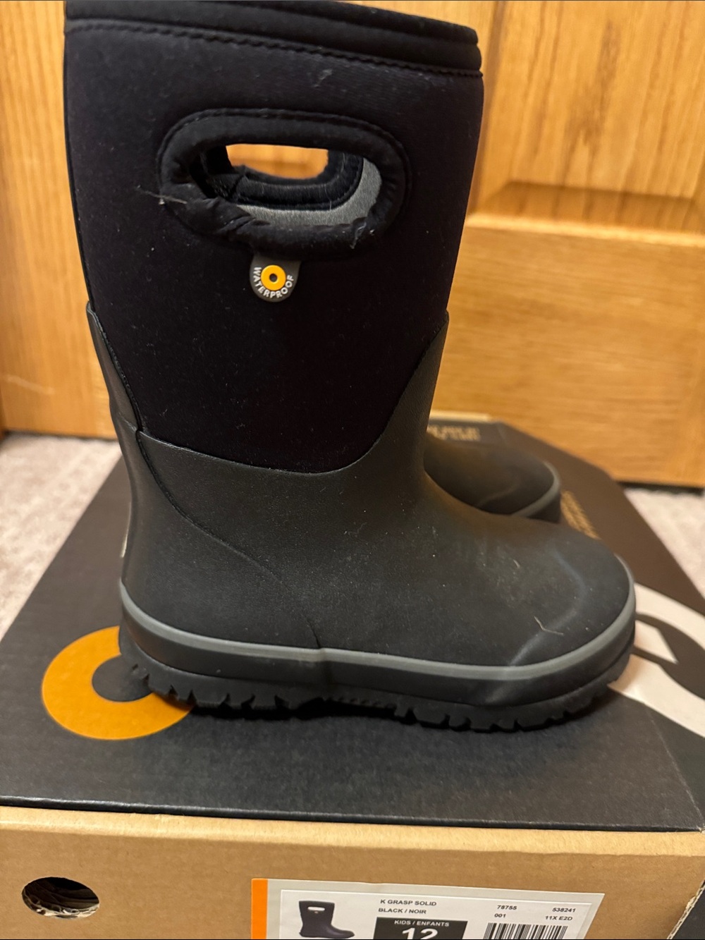 Bogs Kids Black Pull-On Waterproof Snow Boots